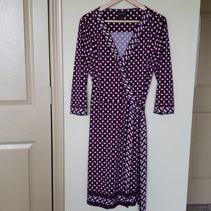 WHBM 3/4 Sleeve Printed Wrap Dress Sz 12